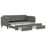 vidaXL Lit de jour avec gigogne et tiroirs gris foncé 80x200 cm tissu
