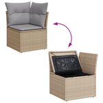 Ensemble Canapé de Jardin 4 Pièces avec Coussins Beige Poly Rattan