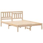 vidaXL Cadre de lit Marron 135 x 190 cm Bois massif en pin
