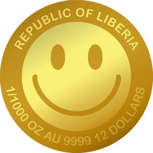 Pièce de monnaie en Or 12 Dollars g 0.031 (1/1000 oz) Millésime 2026 SMILEY 1/1000 (PRÉCOMMANDE)