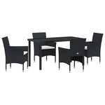 vidaXL Ensemble de salle à manger pour jardin 5 Pièces Noir Poly rotin