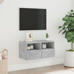 vidaXL Meuble TV mural gris béton 60x30x30 cm bois d'ingénierie