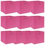 vidaXL Boîtes de rangement 10 Pièces Rose 32x32x32 cm Tissu
