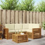 vidaXL Ensemble de canapés d'extérieur 5 pc Naturel et Crème Polyester
