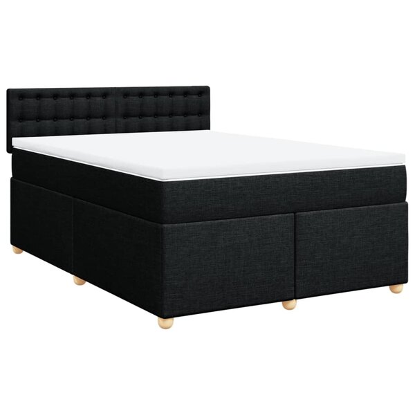 vidaXL Sommier à lattes de lit avec matelas Noir 160x200 cm Tissu