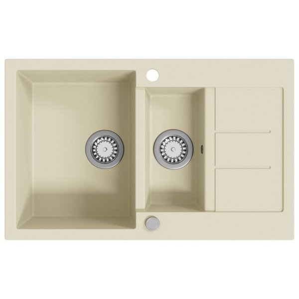 vidaXL Évier de cuisine Granit Double lavabo Beige