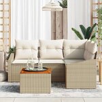 vidaXL Ensemble de canapé de jardin 5 Pièces Beige et blanc