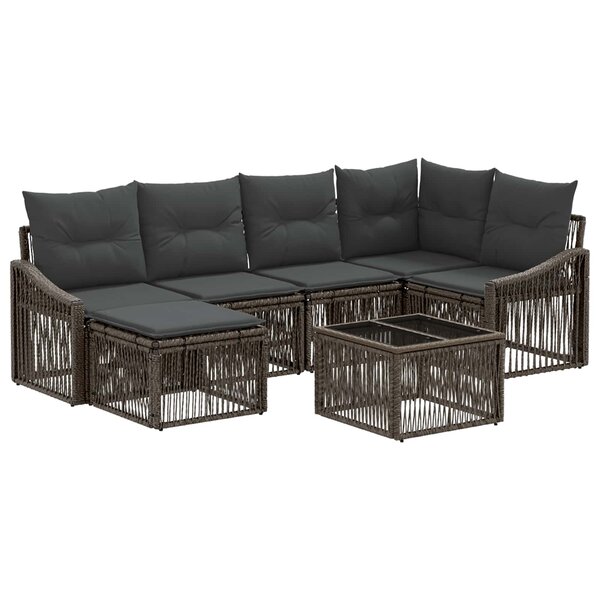 vidaXL Ensemble de canapé de jardin 7 Pièces Gris polyrotin