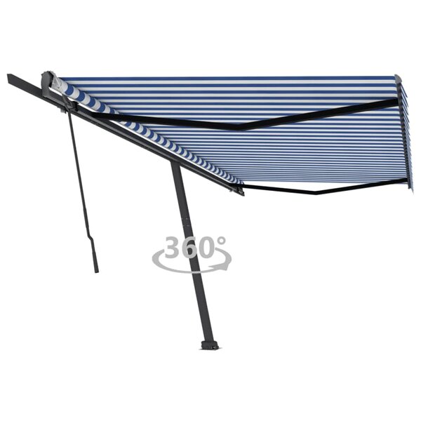 vidaXL Auvent manuel rétractable sur pied 500x300 cm Bleu/Blanc