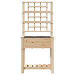 Jardinière avec treillis et étagère vidaXL 71x37x152 cm en bois massif de sapin