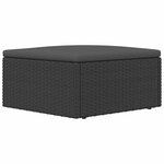 vidaXL Tabouret de jardin avec coussin noir résine tressée