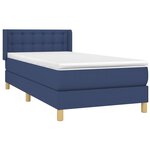 vidaXL Sommier à lattes de lit avec matelas Bleu 90x200 cm Tissu