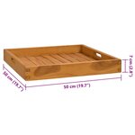 vidaXL Plateau de service 50x50 cm Bois de teck massif