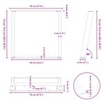 vidaXL Pieds de table à manger en U 2 pièces Anthracite 70 x (72-73) cm Acier