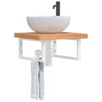 vidaXL Étagère de vasque murale acier et bois massif de hêtre