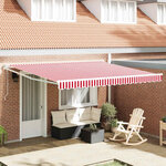 vidaXL Auvent Rétractable Rouge et blanc 400 × 300 cm Polyester