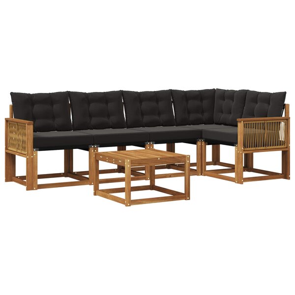 vidaXL Ensemble de canapés d'extérieur 6 pc Naturel et noir