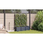 vidaXL Bac à fleurs avec Treillis 3 Pièces Gris 120 x 40 x 143 cm PP