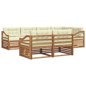 vidaXL Ensemble de canapés d'extérieur 7 pc Naturel et Crème