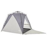 vidaXL Tente de plage 4 personnes gris libération rapide imperméable