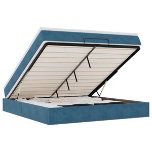 VidaXL Cadre de lit ottoman avec matelas bleu foncé 160x200 cm velours