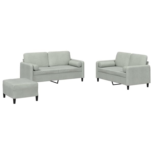 vidaXL Ensemble de canapés 3 Pièces avec coussins gris clair velours