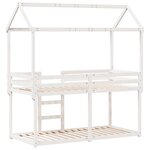 vidaXL Lit superposé avec toit blanc 90x200 cm bois de pin massif