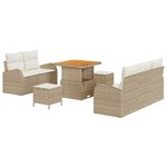 Ensemble de Canapé de Jardin de 8 pièces vidaXL avec Coussins Beige Rattan Poly Acacia