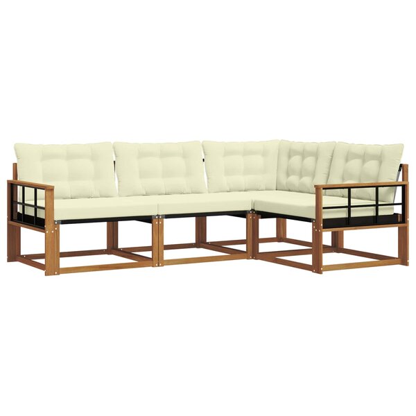 vidaXL Ensemble de canapés d'extérieur 4 pc Naturel et Crème