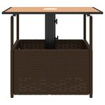 vidaXL Table de jardin avec trou de parasol marron résine tressée
