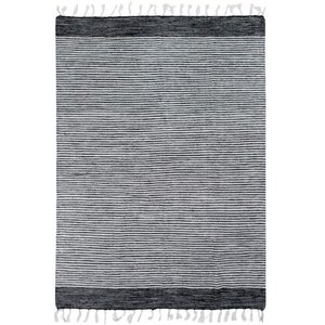 Tapis Terra - 160 x 230 cm - Bandes noir, gris et blanc