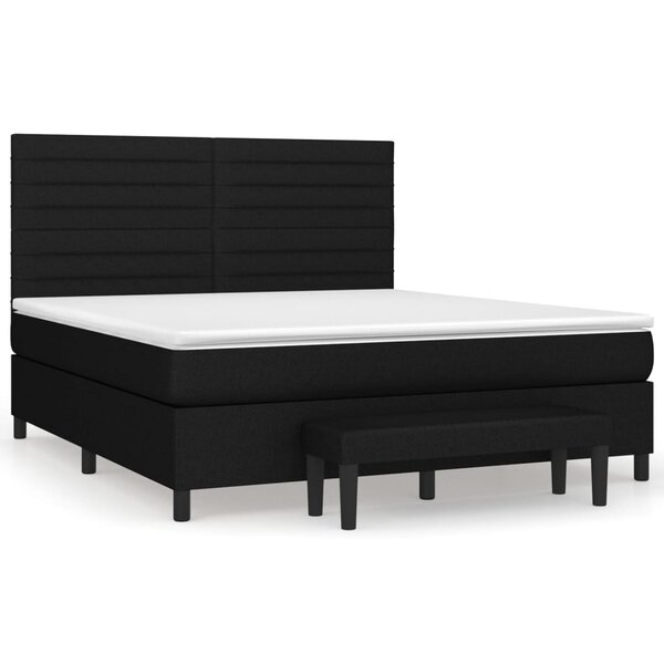 vidaXL Sommier à lattes de lit avec matelas Noir 180x200 cm Tissu