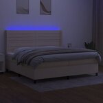 vidaXL Sommier à lattes de lit matelas et LED Crème 200x200 cm Tissu