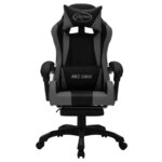 Chaise fauteuil siège pivotante de bureau informatique étude de jeux vidéo avec LED RVB et similicuir gris 02_0024207