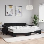 vidaXL Lit de jour avec gigogne et matelas noir 90x190 cm velours