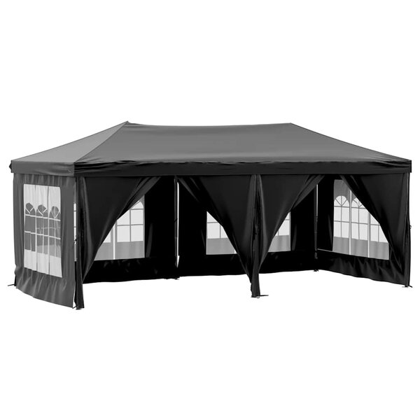 vidaXL Tente de réception pliable avec parois Noir 3x6 m