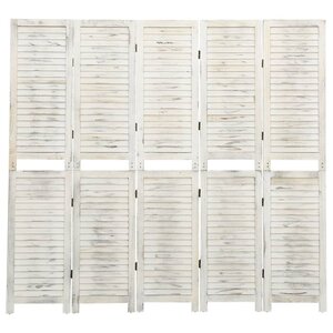 vidaXL Cloison de séparation 5 panneaux Blanc antique 178 5x166cm Bois