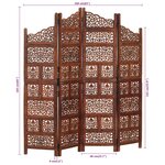 vidaXL Cloison de séparation 4 panneaux Marron 160x165cm Bois manguier