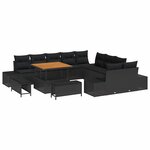 vidaXL Ensemble de canapé de jardin 13 Pièces Noir Poly rotin