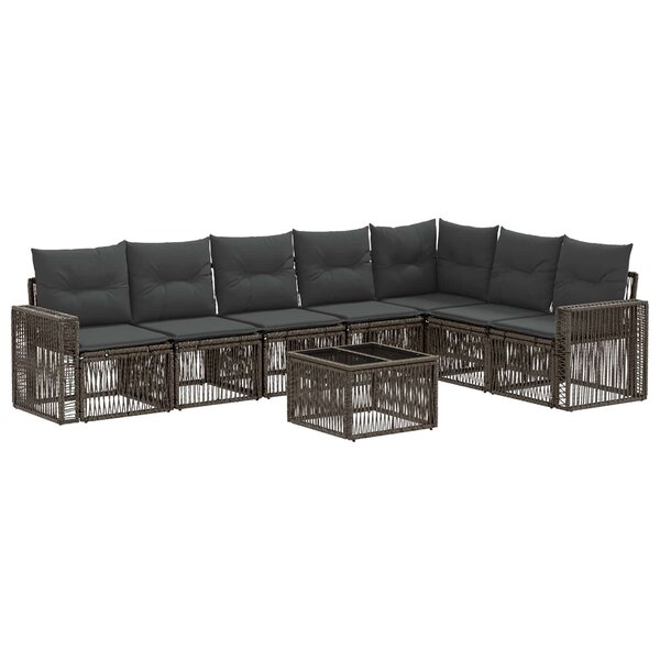 vidaXL Ensemble de canapé de jardin 8 Pièces Gris et Gris foncé polyrotin