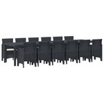 Ensemble de Salle à Manger de Jardin 13 Pièces avec Coussins Anthracite Poly Rattan