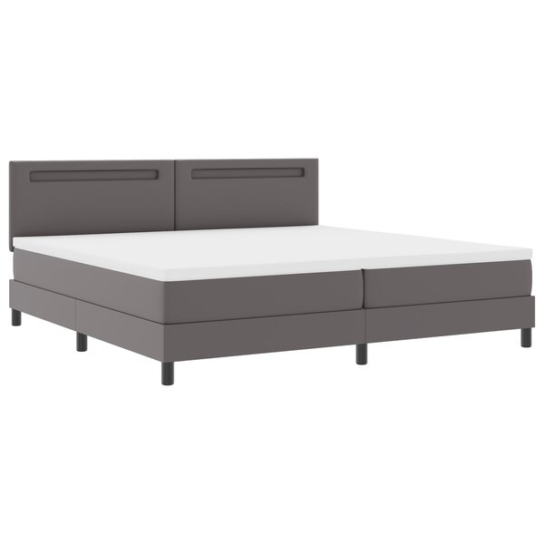 vidaXL Lit à ressort avec matelas gris en cuir synthétique  200x200 cm.