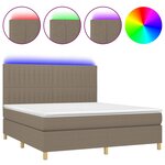 vidaXL Sommier à lattes de lit et matelas et LED Taupe 160x200cm Tissu