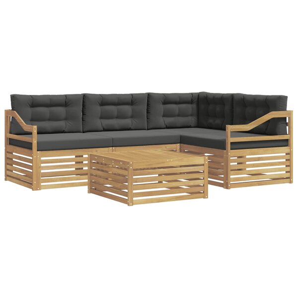 vidaXL Ensemble de canapés d'extérieur 5 pc Blanc et anthracite
