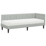 vidaXL Cadre de lit d'angle avec matelas 2 Pièces Gris clair Velours