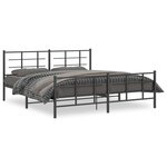 vidaXL Cadre de lit métal avec tête de lit/pied de lit noir 183x213 cm