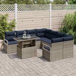 vidaXL Ensemble de canapé de jardin 9 Pièces Gris et bleu marine