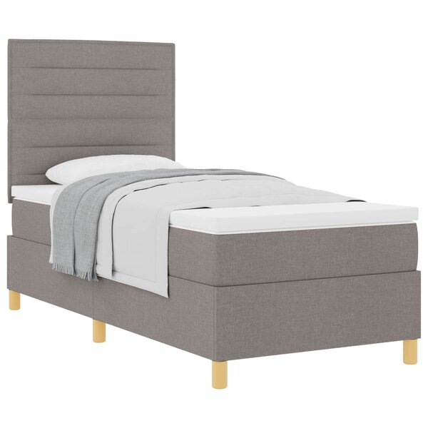 vidaXL Lit à ressorts avec matelas Taupe 100 x 200 cm tissu
