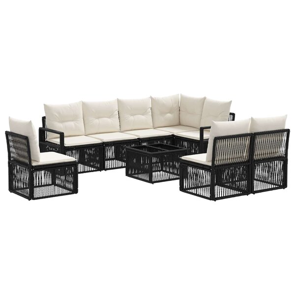 vidaXL Ensemble de canapé de jardin 9 Pièces Noir polyrotin