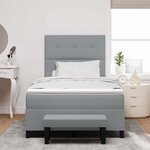 vidaXL Lit à ressorts avec Matelas & Banquette Gris clair 120x190 cm Tissu